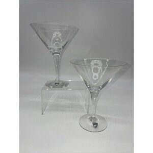 Orrefors Sweden Crystal VICTORIA Martini Glasses Vintage Barware Two (2) Pair